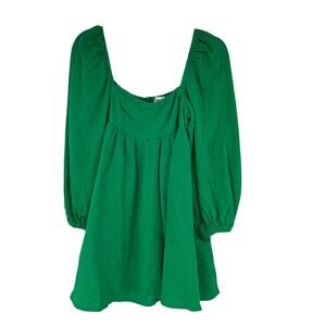 Princess Polly Babydoll Mini Dress Womens Size 4 Green Off The Shoulder Cotton